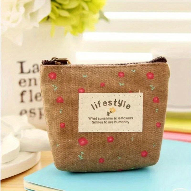 Fashion Flower Pattern Coin Purses Small Fresh Canvas Coin Wallet Lady Earphone Coin Key Money Storage Bag Zipper Pouch