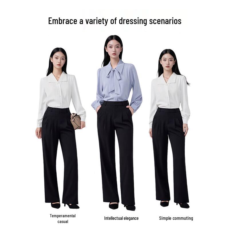 Tluoman Women's Black Straight-Leg Suit Pants