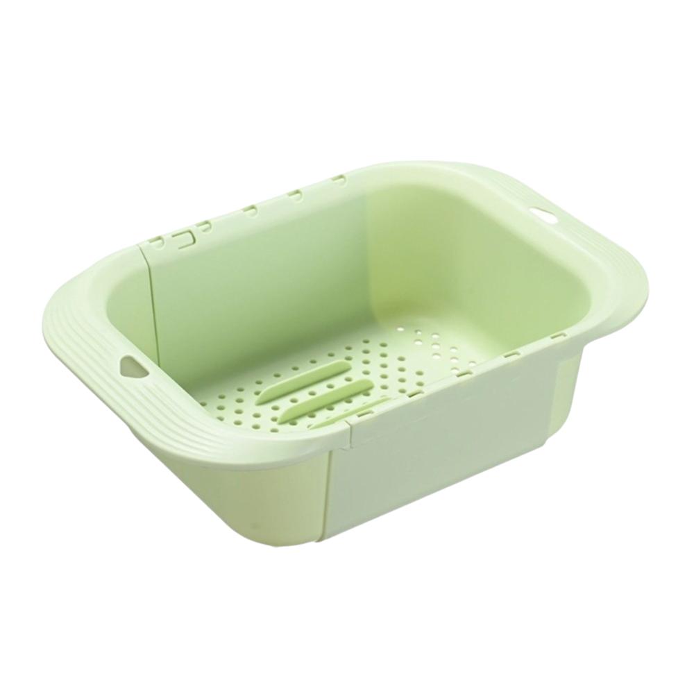 

Large Capacity Double-Layer Draining Basket Side Handle Retractable Fruits Cleaning Basket Plastic Sink Strainer Basket