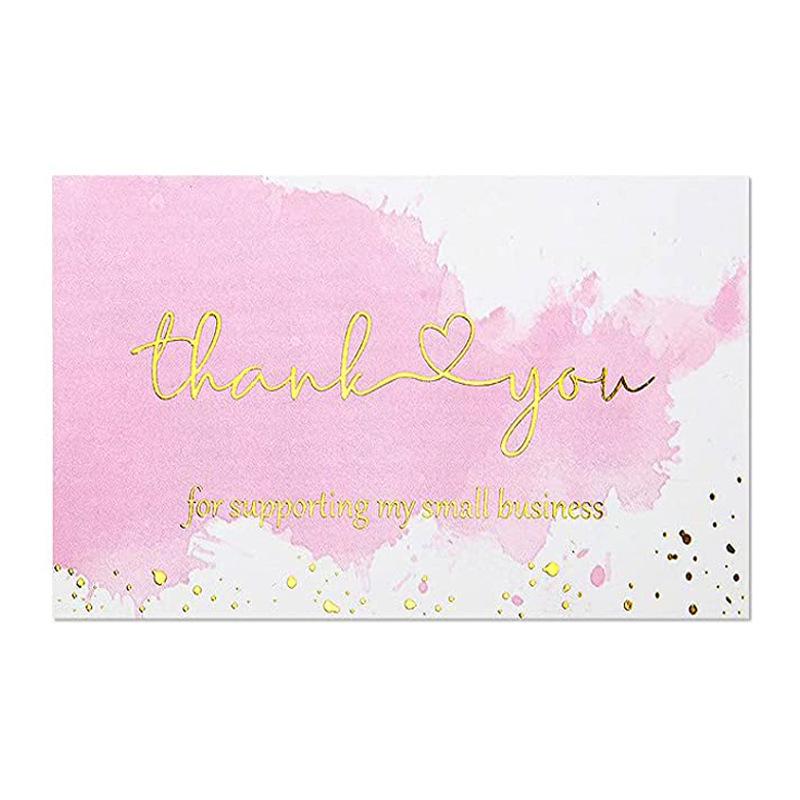 Pink 'Thank You' Cards - 50 Sheets/Pack for Gift Boxes, Decorations, and Postcards
