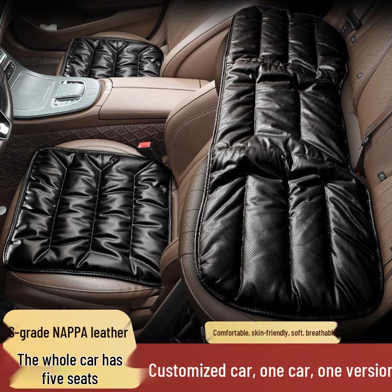 Universal Premium Nappa Leather Car Seat Cushion for All Seasons, Single Piece, Compatible with Mercedes-Benz and BMW