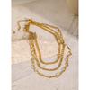 18K gold stainless steel three-layer different clavicle chain necklace European and American Internet celebrities trend the same titanium steel 