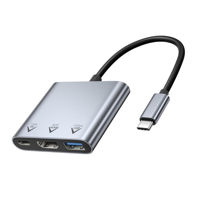 Multifunctional USB C Docking Station with HDTV 4K 60Hz Video Output Fast Speed USB 3.1 Data and PD100W Charging 1