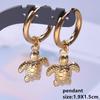 Gold Color Animal Pendant Earring Cute Sea Turtle Fish Tail Crab Stainless Steel Hoop Earrings for Women Men Accessories Jewelry