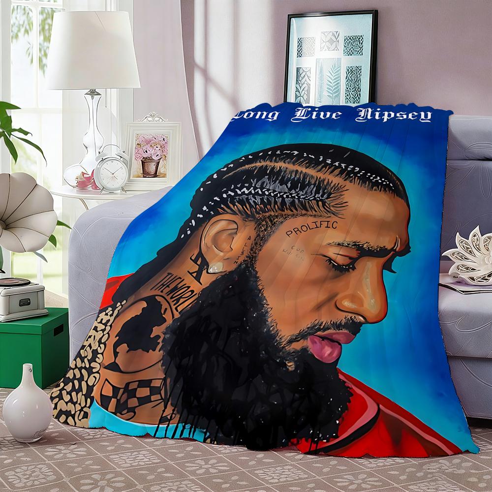 RAPPER Nipsey Hussle Throw Lightweight 240g Flannel Blanket Soft Skin-friendly for Summer Cooling