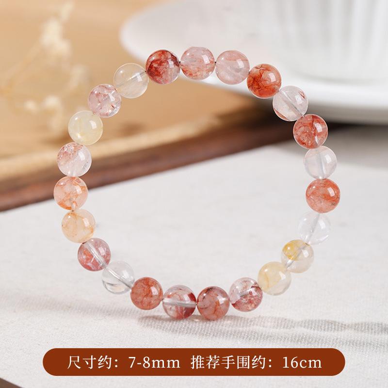 New red crystal bracelet with gradient color and ice-effect round beads, single-loop women's accessory, direct delivery