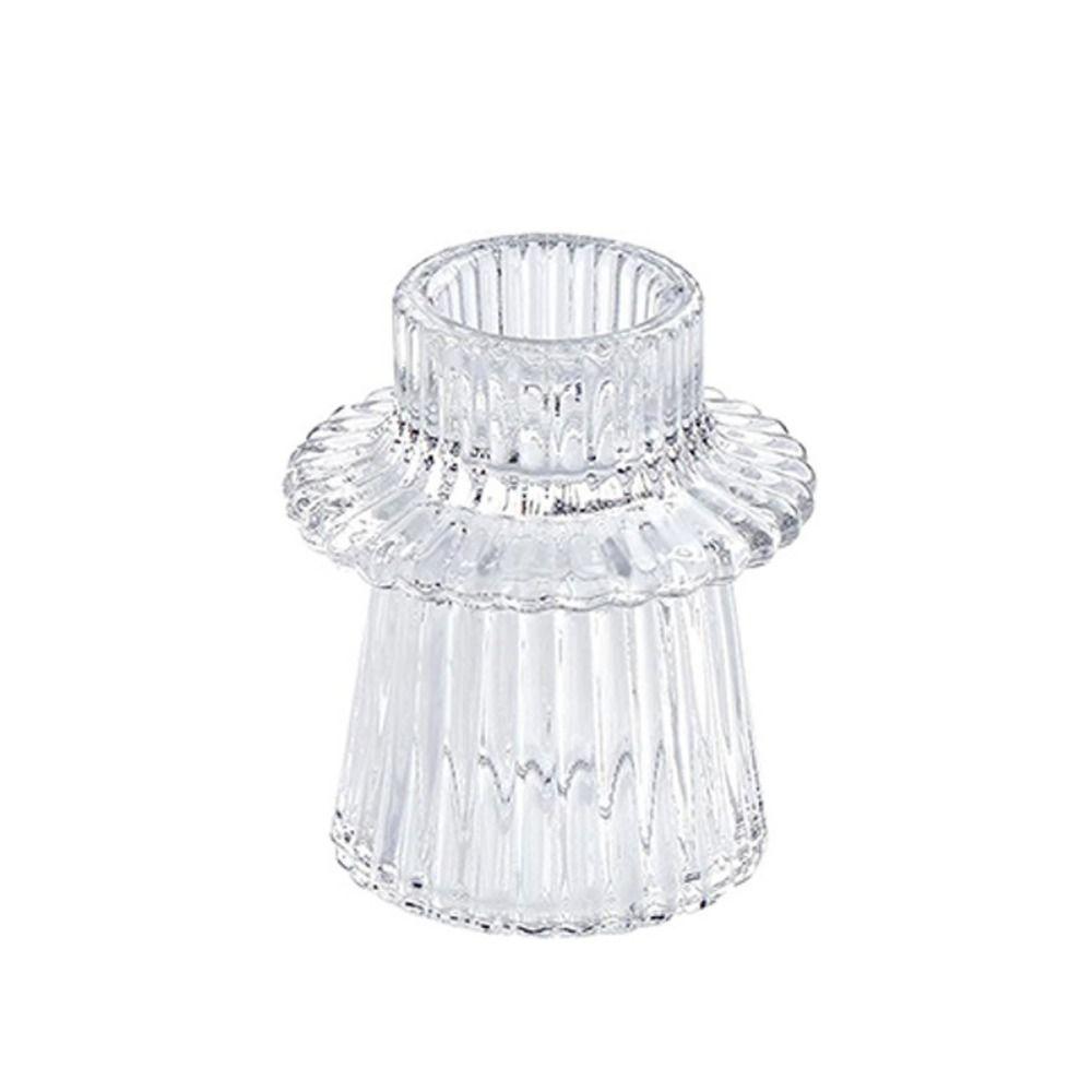 Clear Double Head Candle Holder Vertical Pattern Glass Candle Holder  Home Decoration