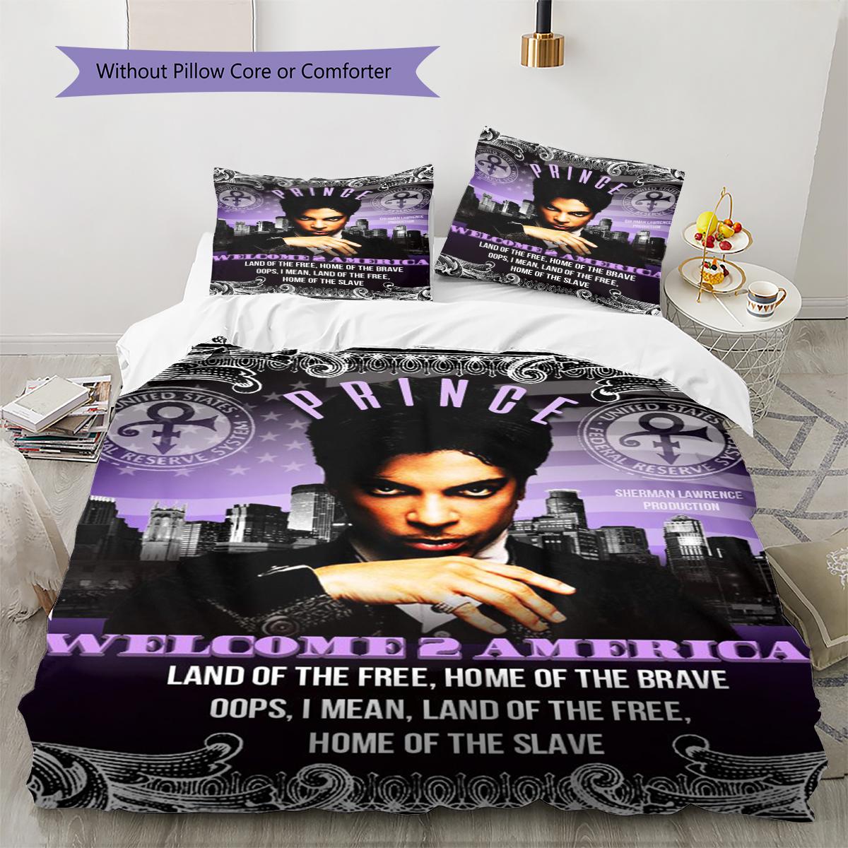 

Prince Purple Rain Pattern Bedding Quilt Set Quilt Cover Pillowcase Home Decoration Gift (1 * duvet cover + 2 * pillowcase, without core) 140x200cm