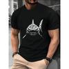 White Silhouette Shark Made Of Small Fish Ocean Marine Graphic Tee Breathable Short Sleeve Round Neck Tee