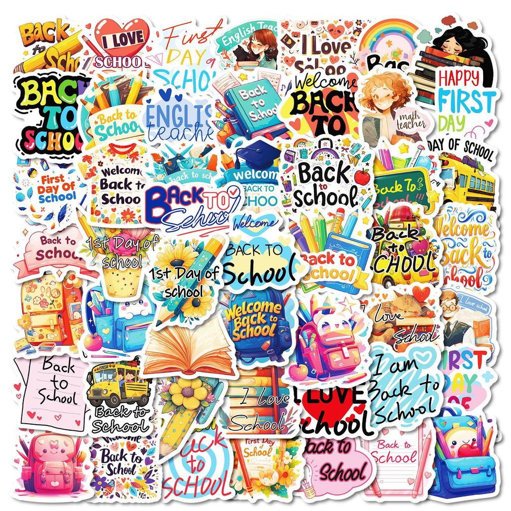 50 High-Value Creative School Season Graffiti Stickers Students Must Be Cute Waterproof Non-Repeating Stickers