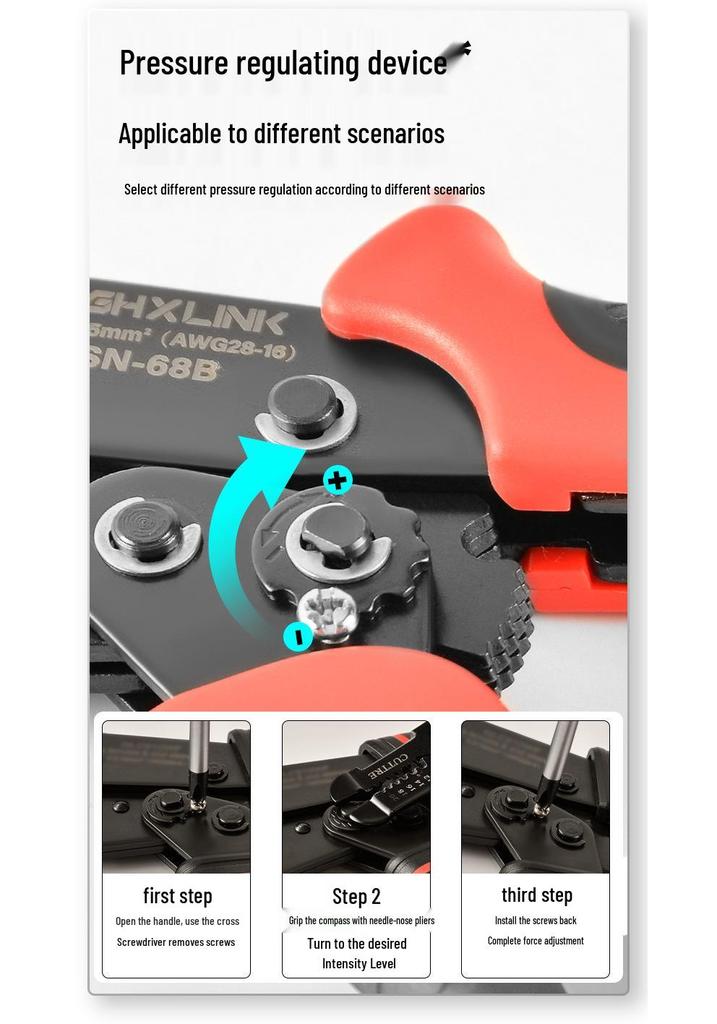 Automobil-Kabelbaum-Crimpzange mit SN-68B Dupont-Klemme, Ph2.0/XH2.54/6.3 Pin Ratschen-Crimpwerkzeug