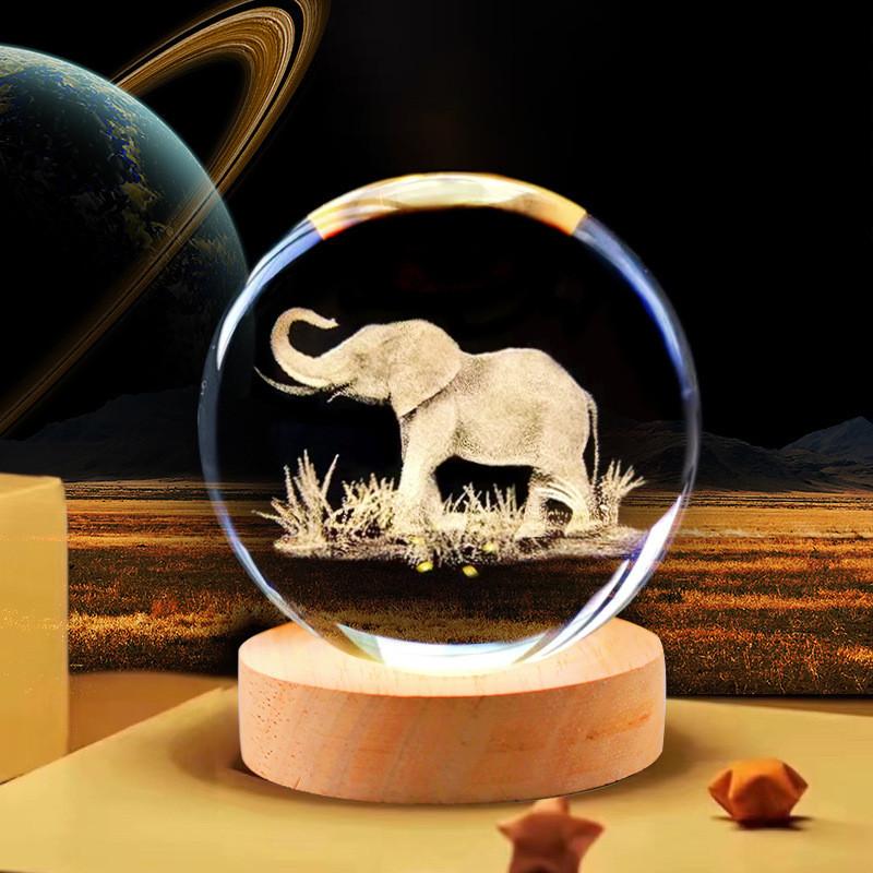 Crystal Ball Night Light With Deer Glass Material Resin Craft Gift Unique Novelty