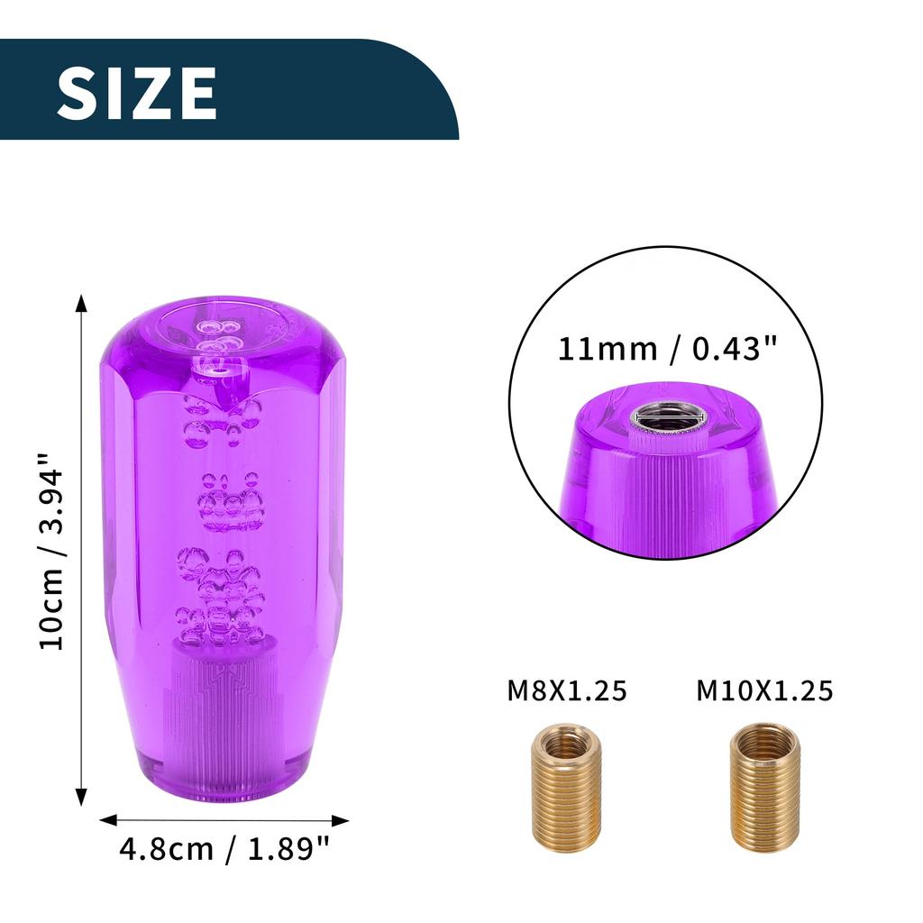 TUCKBOLD 10cm Octagon Cristal Car Shift Knob | Front Universal for Automatic and Manual