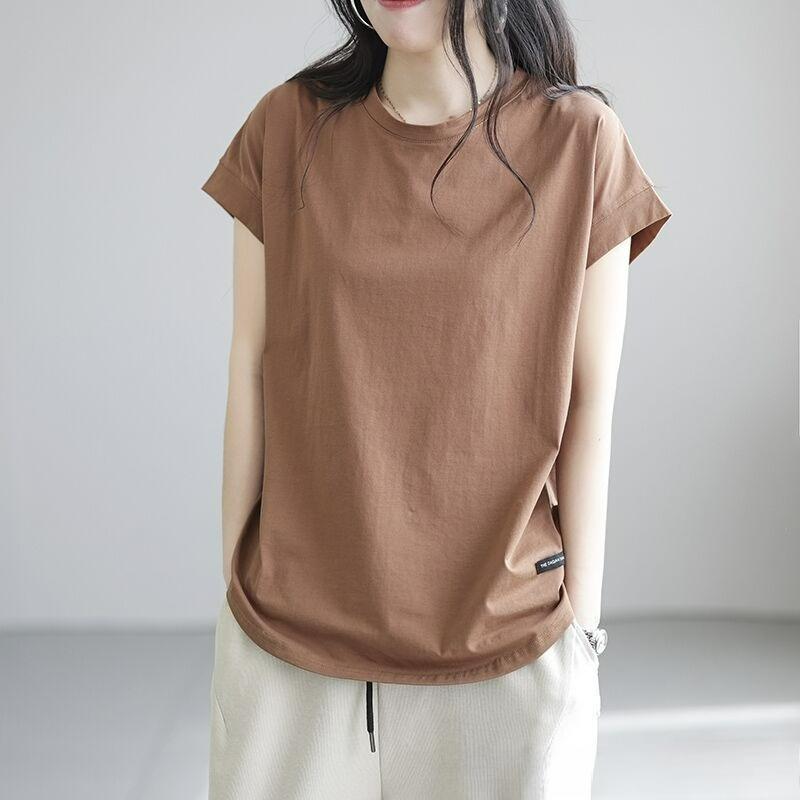 Casual Retro Short-sleeved T-shirt Women's Loose and Thin Temperament Age-reducing Hollow Bottoming Shirt Spring and Summer Tops Women