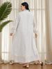 Plus Size V-neck Embroidered Lantern Sleeve Casual Dress
