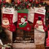 Christmas Cartoon Stocking Gift Bag with Snowman & Reindeer Pattern Ornaments.