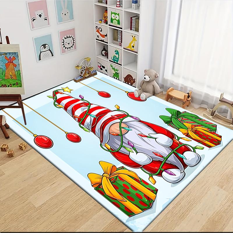 1Pc Gnome Christmas Tree Celebration Carpet Rug Soft Washable Antislip Home Living Room Sofa Mats Personalized Christmas Rug