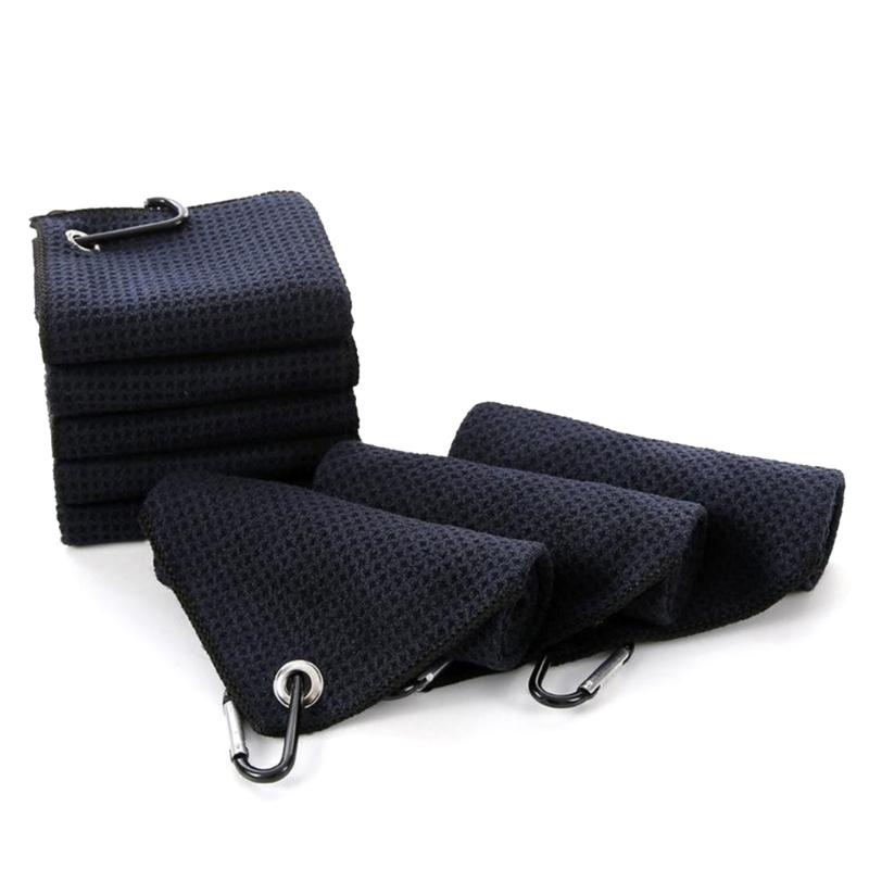2Pcs Golf Towels,Microfiber Merbau Pattern Golf Towel for Men Women Golf Gifts Black Golf Towel with Carabiner Clip
