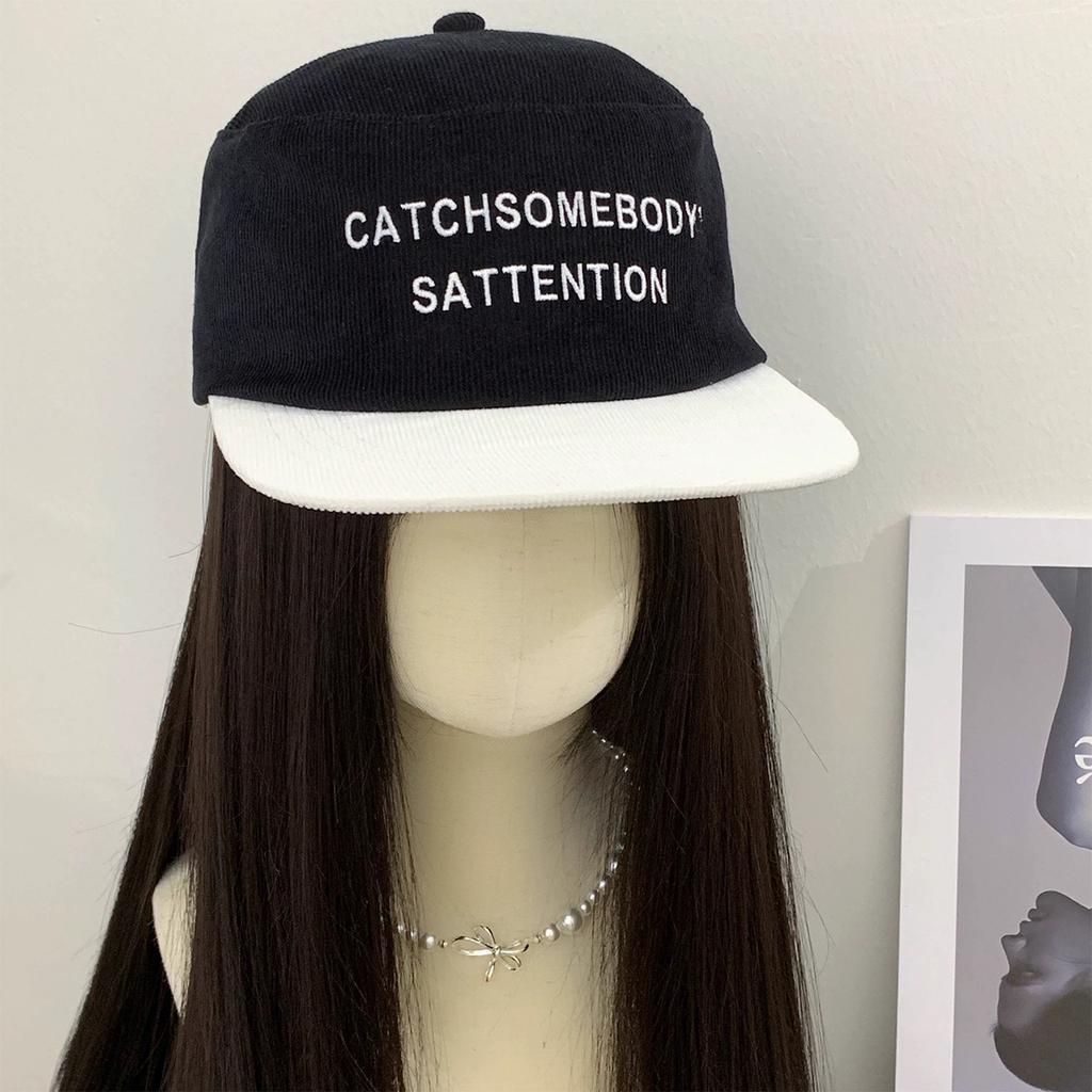 Spring And Autumn Color Matching Plaid Letter Embroidery Baseball Cap Men And Women Flat Top Hip Hop Retro Flat Brim Cap