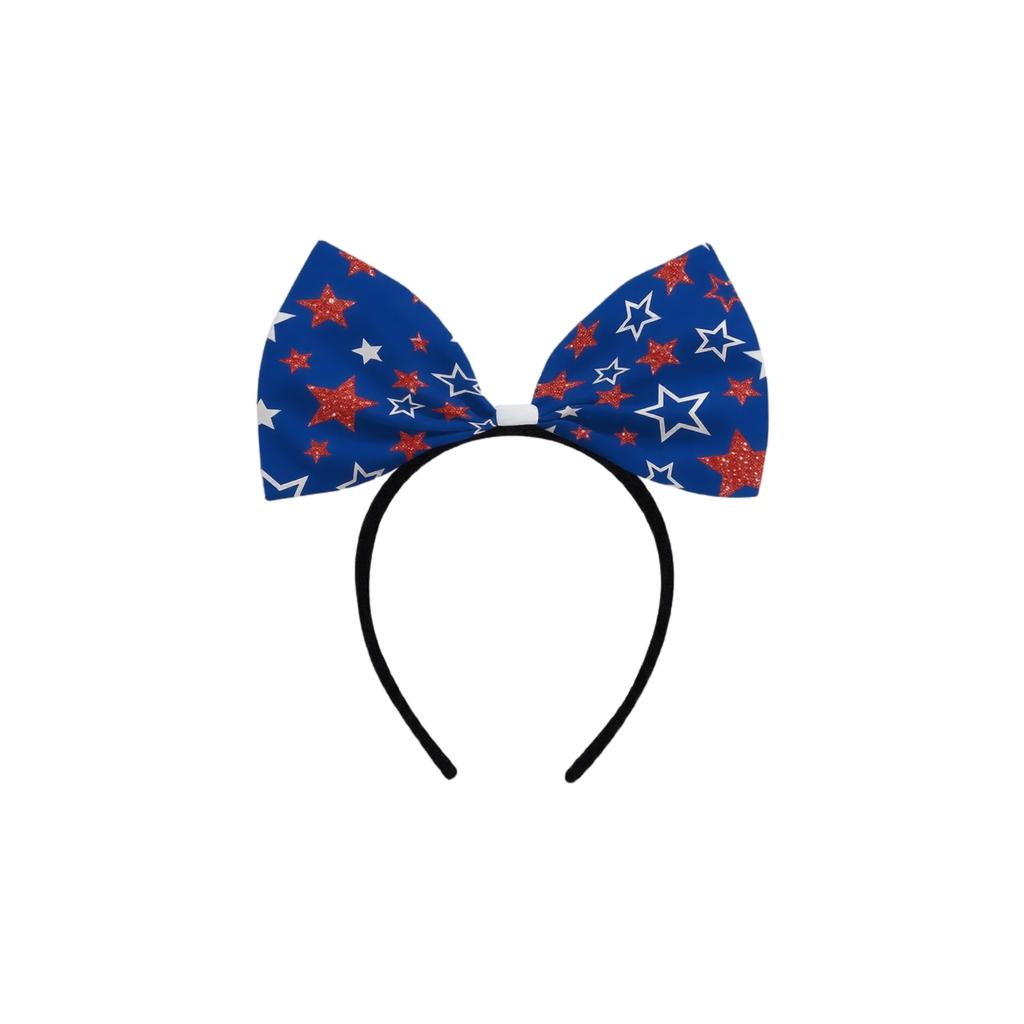 Patriotic Bow Headband Party Accessory for Independence Day Celebration Adjustable Fit Durable Material Suitable for Themed Events and Costume Parties