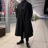 Lång yllerock för män Lapel Långärmad Enfärgad Vindjacka Fickor Tvåknappsknapp Enfärgad Mellanlängd Ytterkläder