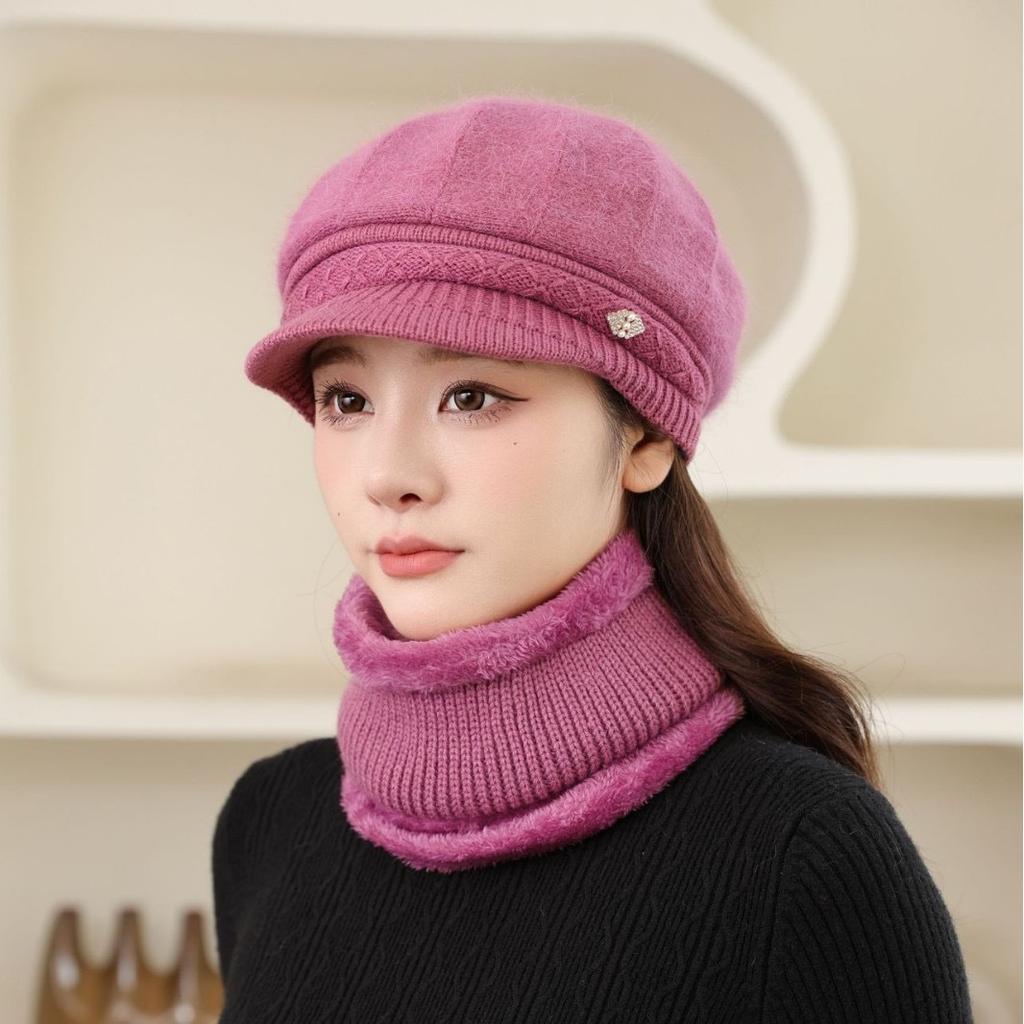 Damen Baskenmütze Winter Warm Winddicht Elastische Stretch-Passform, Leichtgewichtiger Thermoschutz für Ohren für Outdoor-Reisen, Radfahren, Weihnachten, Freizeitaktivitäten