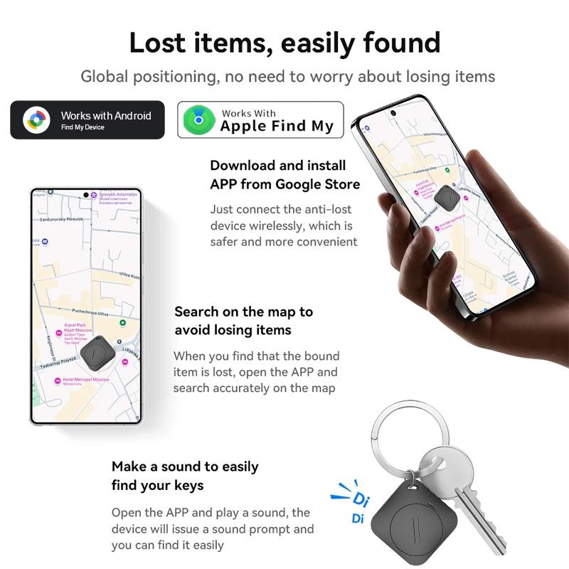 1/4PCS Mini GPS Tracker Smart Tag Anti-lost Finder Locator for Key Wallet Car Work with Apple Find My /Google Find My Device APP