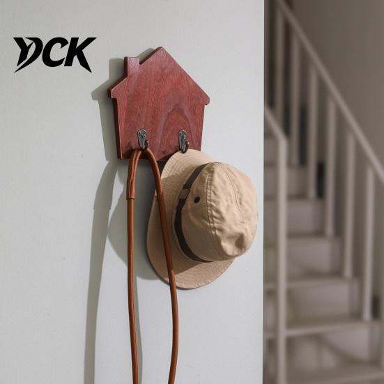 Strong Load Bearing Wood Hooks House Shape Wall Storage Hook, Traceless Adhesive Decorative Wooden Hat And Scarf Rack American Style Hanger