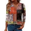 Women's Casual Fashion Sexy Comfortable V-Neck Floral Seven Sleeve Top