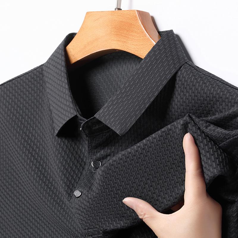 

Мужская футболка с коротким рукавом, бесшовная, с высокой эластичностью, летняя новинка, эластичная нейлоновая с аммиаком, не требующая глажки рубашка ПОЛО для мужчин M