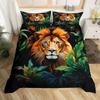 Lion Duvet Cover Set King Queen Hand Drawn Animal Bedding Set Graffiti Abstract Art Quilt Cover Wildlife Vintage Comforter Cover