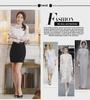 Women's Lace Chiffon Shirt - Long Sleeve, Stand-Up Collar, Slim Fit, Autumn/Winter Fashion, Plus Size
