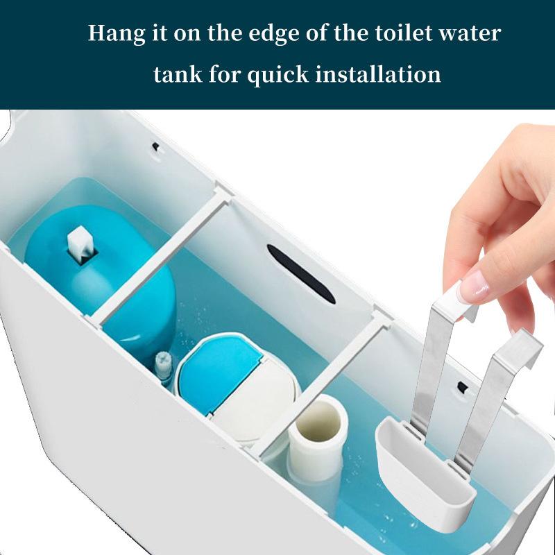 Toilettenspülkasten-Reiniger-Tablettenhalter, Hängende Anti-Verschmutzungs-Halterung für den Spülkasten, Badezimmer-Reinigungswerkzeug-Zubehör, Neu