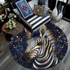 Golden Zebra Round Area Rug,Carpet Rug for Living Room Bedroom Sofa Playroom Decor,Non-slip Floor Mat