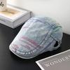 New Spring And Autumn Line Embroidery Denim Forward Hat Hat Men'S And Women'S Fashion Short Brim Sunshade Newsboy Cap Gorras