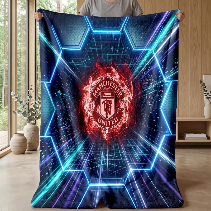 Manchester United Theme Blanket Soft Flannel Blanket Plush Throw Blanket Cozy Sofa Bed Blanket for Home Decor