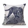 Französischer Toile De Jouy Delfter blauer Flamingo-Vogel-Tiger-Königshof-Muster, eleganter dekorativer Sofa-Kissenbezug, Kissenbezug
