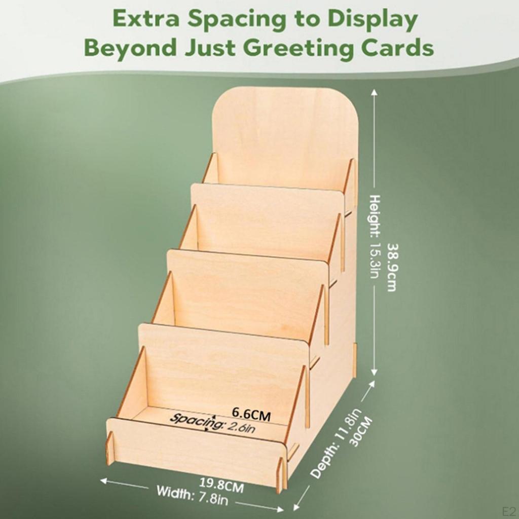 Wooden Greeting Card Display Stand Holder Comic Book Sticker Tiered Rack
