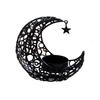 Moon Candle Holder Iron Decorative Tealight Candle Holder for Wedding Party Home Decor Table Centerpiece Black