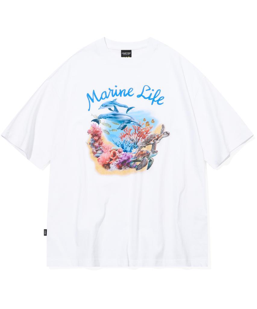 CPGN STUDIO Dtp Marine Dolphin Short Sleeve T-Shirt White