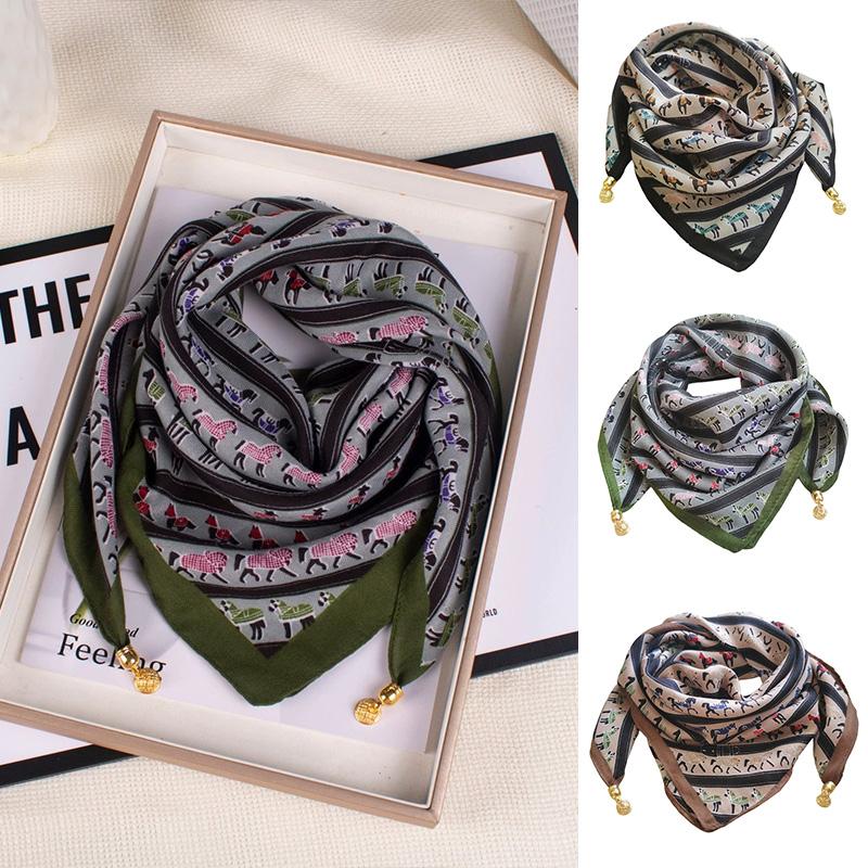 1Pc Neck Brace 2026 Magnetic Clasp Gift Scarf Versatile Triangular Bandage Warm Pony Pattern Cotton