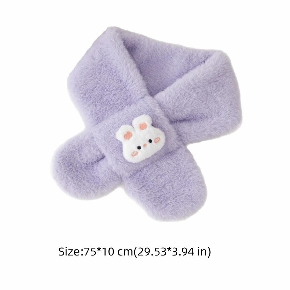 Cartoon Rabbit Girls Winter Scarfs Solid Color Wool Scarf New Knitted Scarf  Women