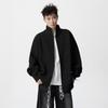 Men Stand Collar Double Zipper Solid Color Simple Versatile Sweater Autumn Winter Trendy High End Sense Knitted Coat