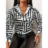 Striped Print Pattern Lapel Button Women's Shirt 3D Printed Casual Fashion Long Sleeve Button Shirts New Spring Clothes Top