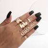 Leaf Crown Geometric Joint Ring 6-Piece Combination Ring Set, Best Selling
