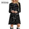 Figure Mathematical Formula Dresses For Women Plus Size Clothes Autumn Winter Long Sleeve Loose Street Casual Mini Dress Vestido