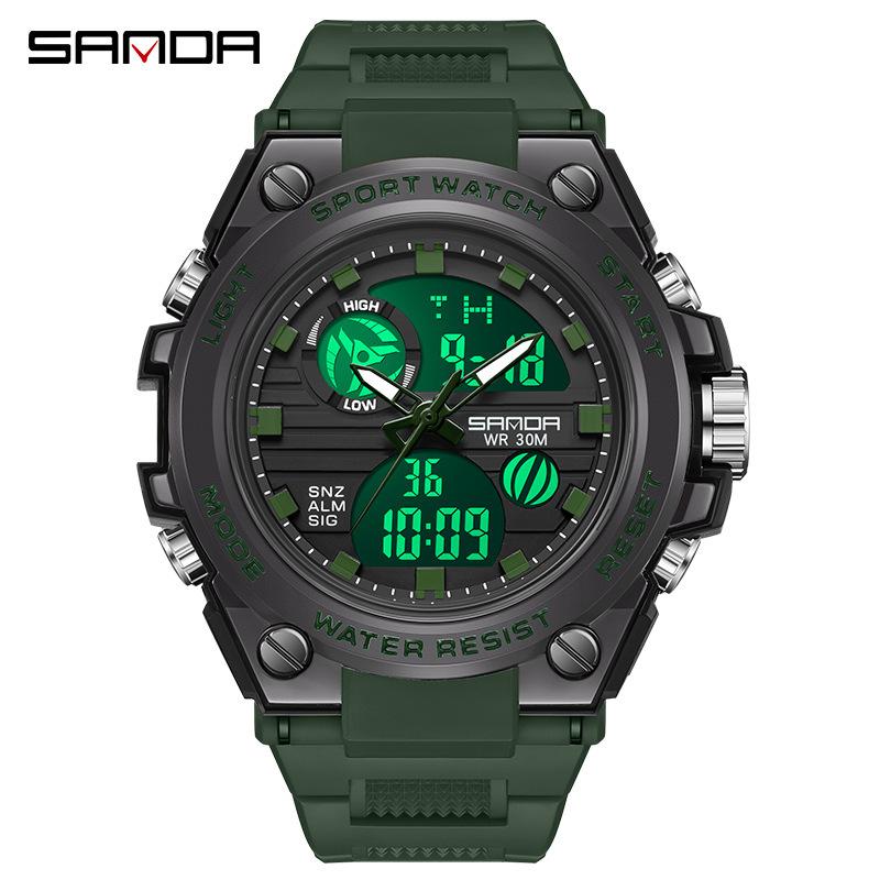 Sanda Watch New Lighting Male School Fashion Trend Digital Electronic Watch Multifunctional Waterproof And Shockproof Men'S Watch