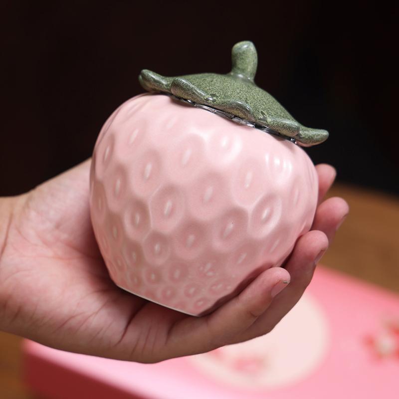 Barattolo Decorativo a Forma di Fragola in Ceramica Barattolo Creativo Sigillato Tavolino del Salotto Arredamento per la Casa Regalo per Coppia di Sposi