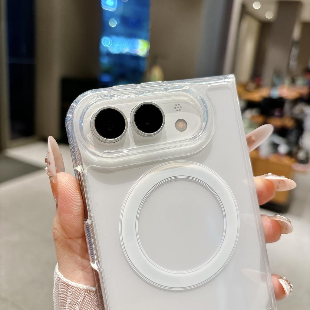 Transparent Magnetic Shockproof Phone Case for IPhone Ultra 18 Fold Wide Shockproof Lens Protrusion Slim Fit for Magsafe Cover