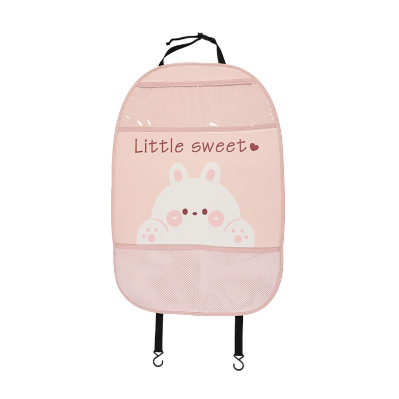 

Car Ba Protection Pad with Storage Bag Rear Anti-Ki Mat Children Se Car Interior Accories Dir Proof pink, beige